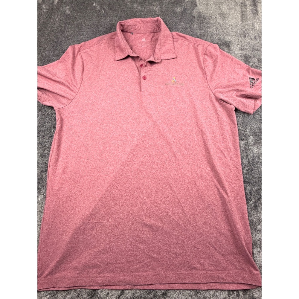 Adidas Mens Streamsong Golf Polo Shirt Pink Heathered Short Sleeve Size Large